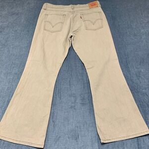 Vintage Levi's 519 Flared Jeans Womens 15JR L=S 35x30 Beige Cotton Low Stretch
